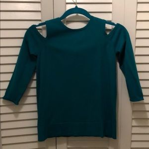 Karen Millen Teal Open Shoulder 3/4 Sleeve Top